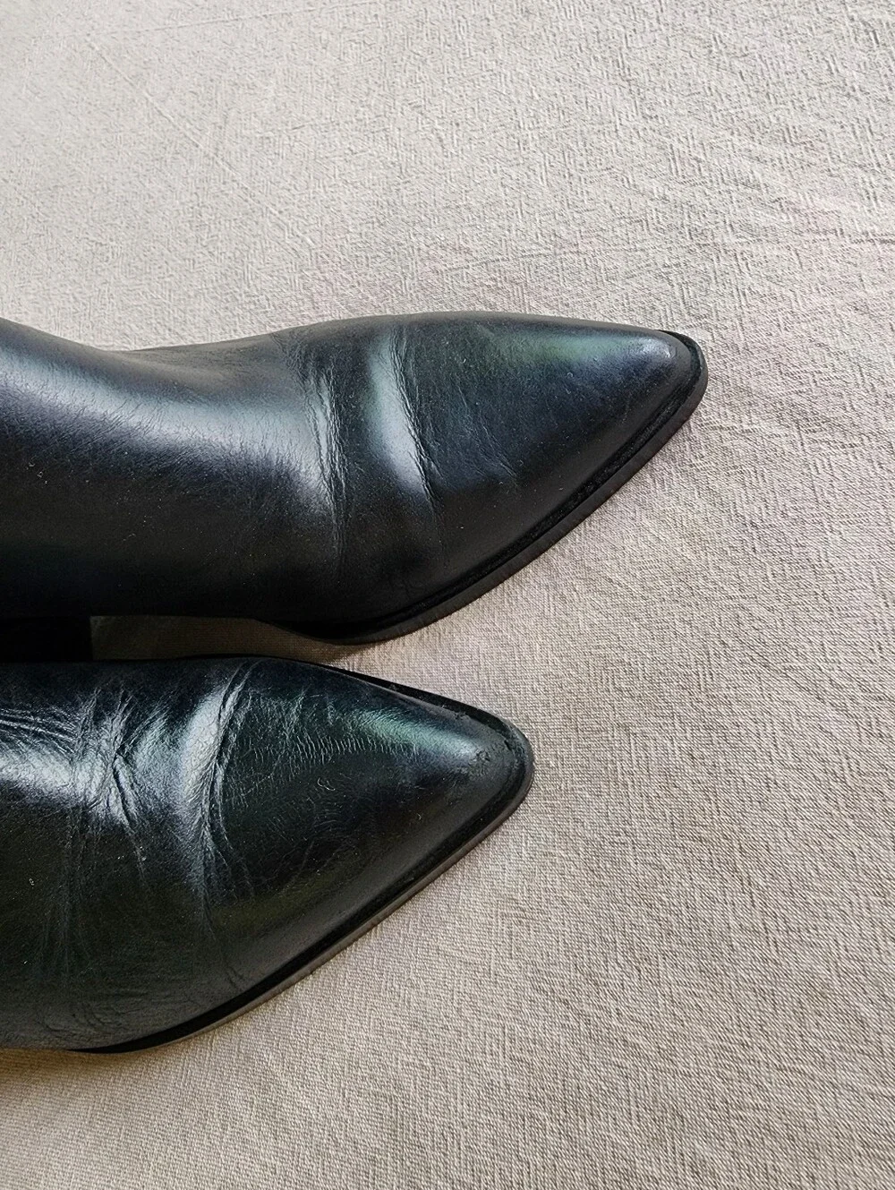 & Other Stories Pointed Toe Heeled Leather Boots Black